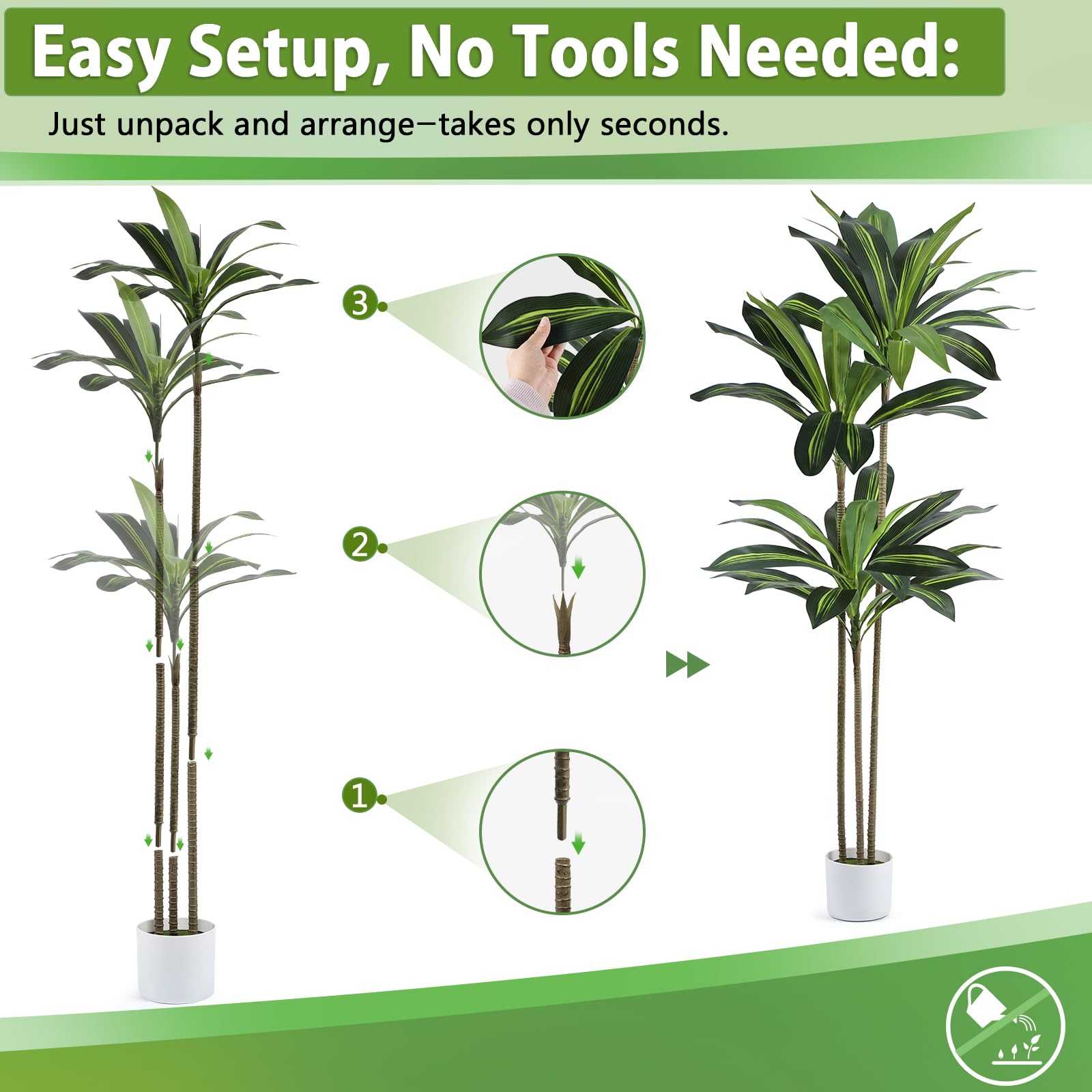 Skcoipsra unboxing view of the dracaena tree setup.