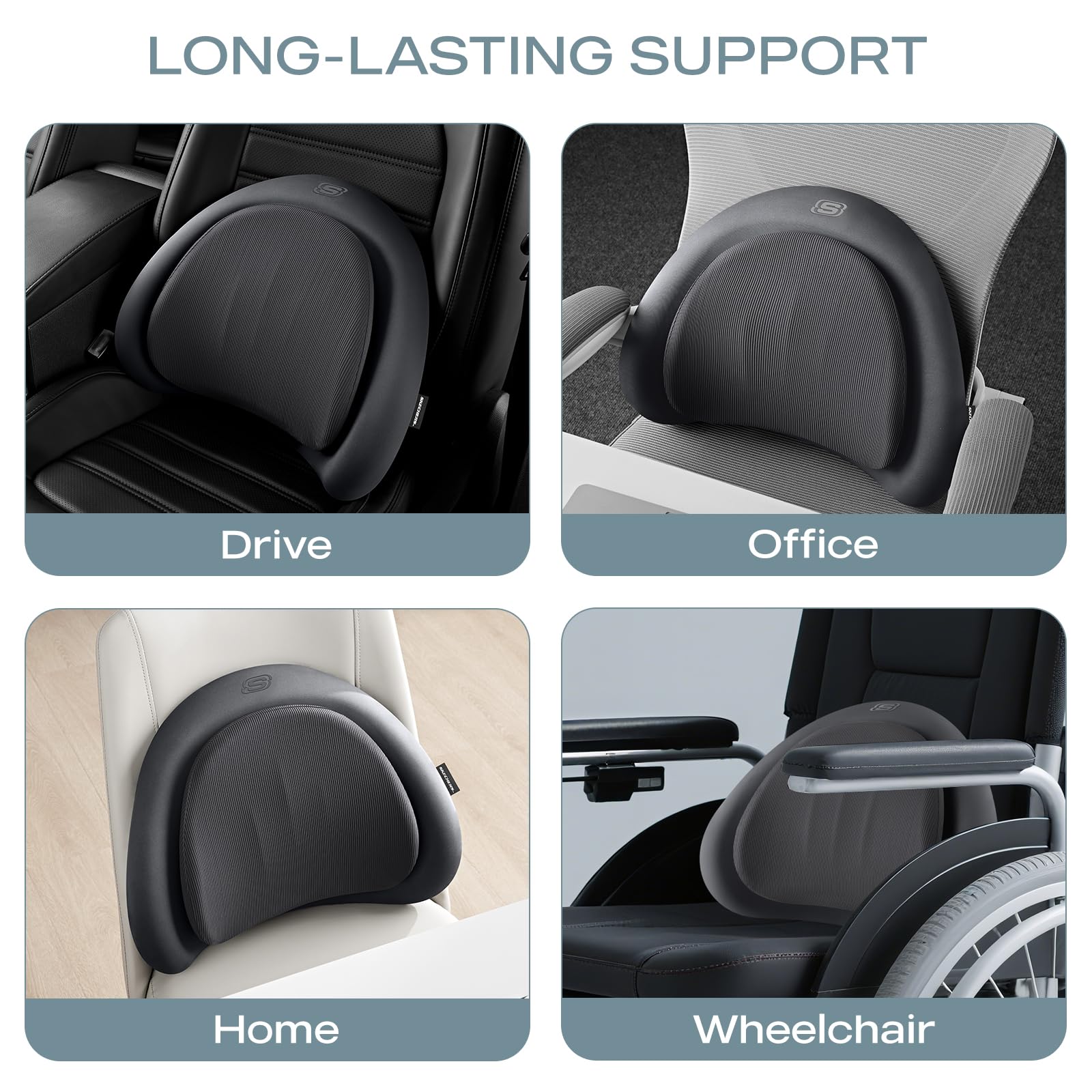 Skechers lumbar pillow back close-up highlighting memory foam contour