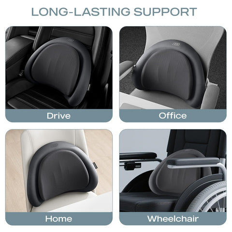 Skechers lumbar pillow back close-up highlighting memory foam contour