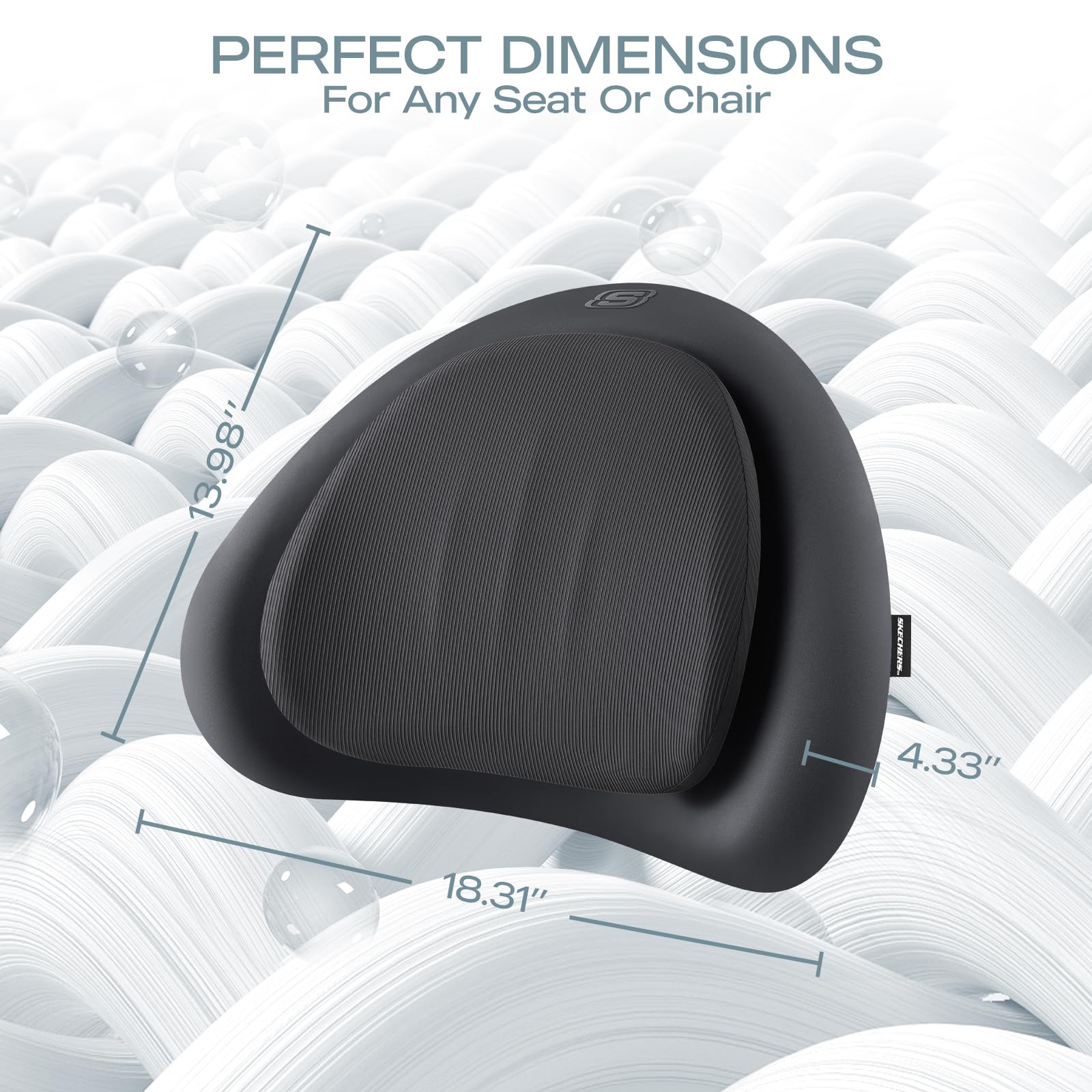 Skechers lumbar pillow on car seat providing steady driving support