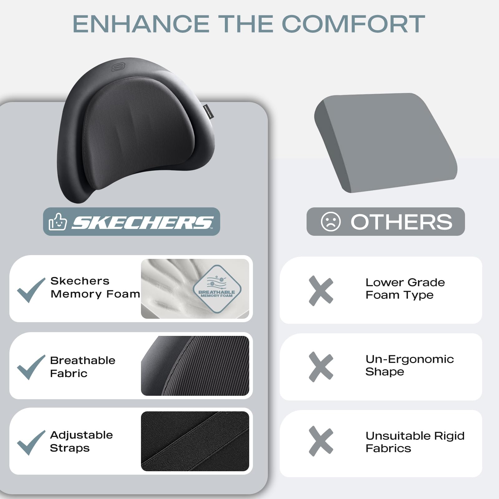 Skechers lumbar pillow compact travel view ideal for planes and cars