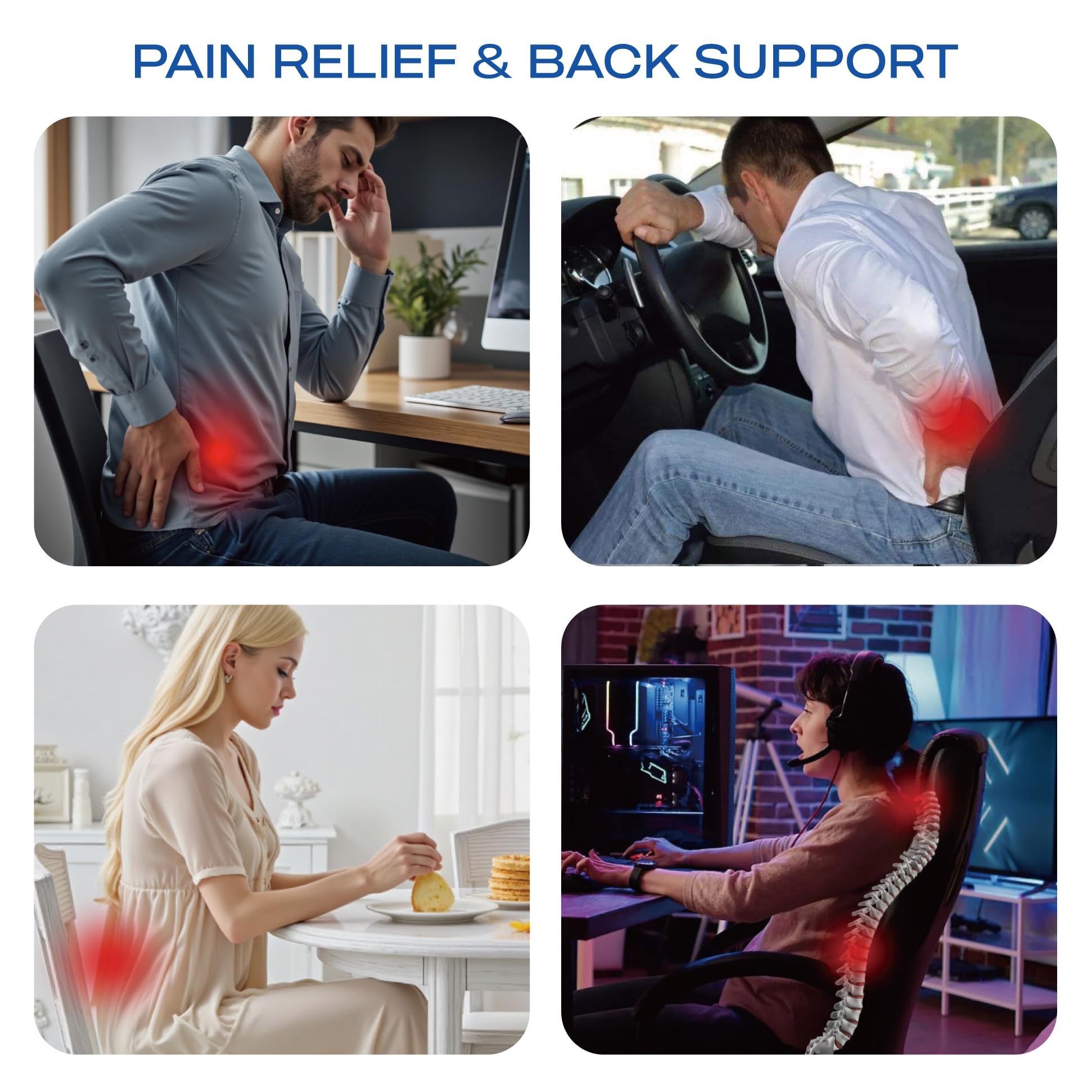 Skechers memory foam lumbar pillow with travel seat support for posture
