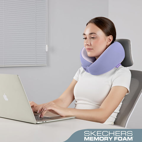 Skechers memory foam neck pillow compact for airplane use and on-the-go