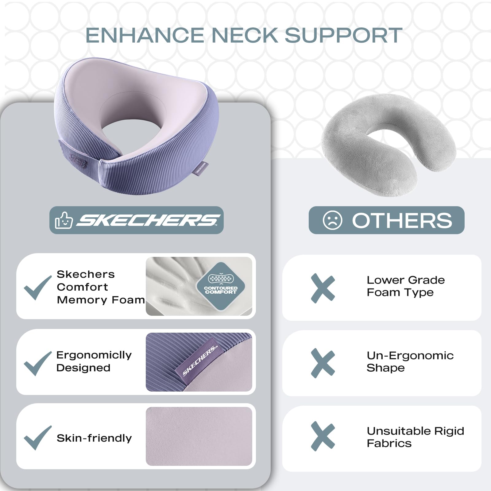 Skechers universal-fit neck pillow accommodates most body types