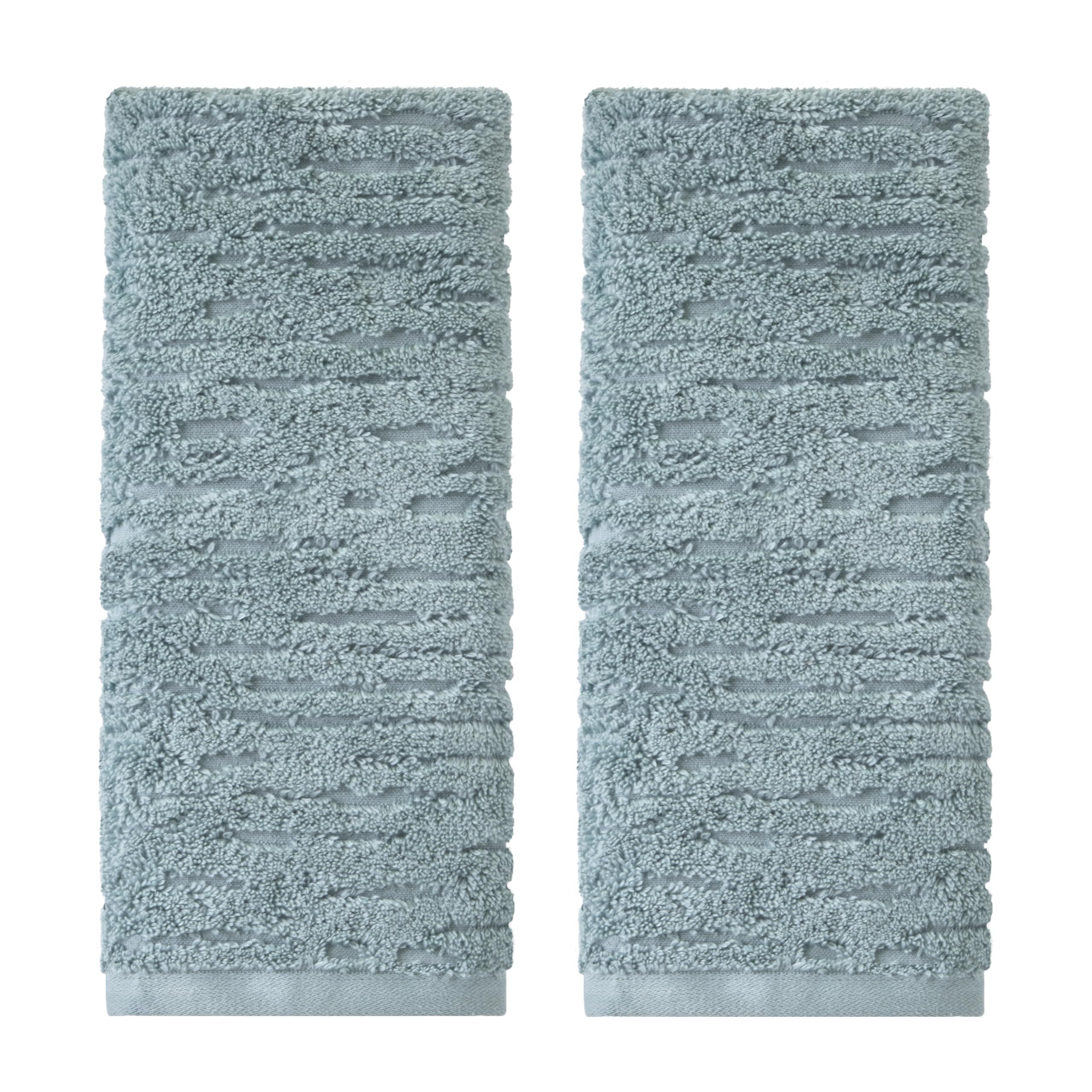 SKL Home CloudSoft hand towel teal pair on bath rack, plush luxury