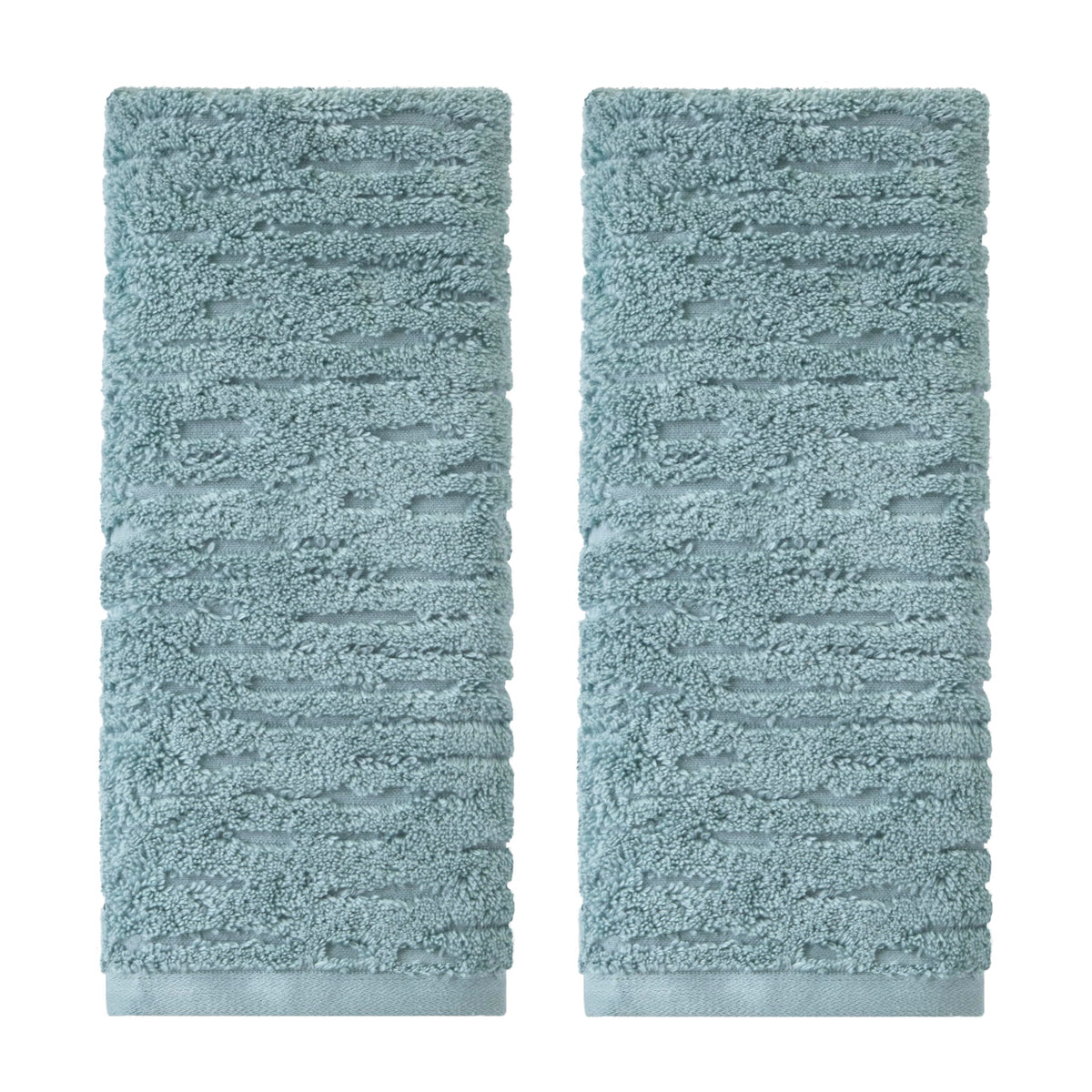 SKL Home CloudSoft hand towel teal pair on bath rack, plush luxury