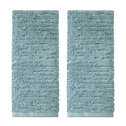 SKL Home CloudSoft hand towel teal pair on bath rack, plush luxury