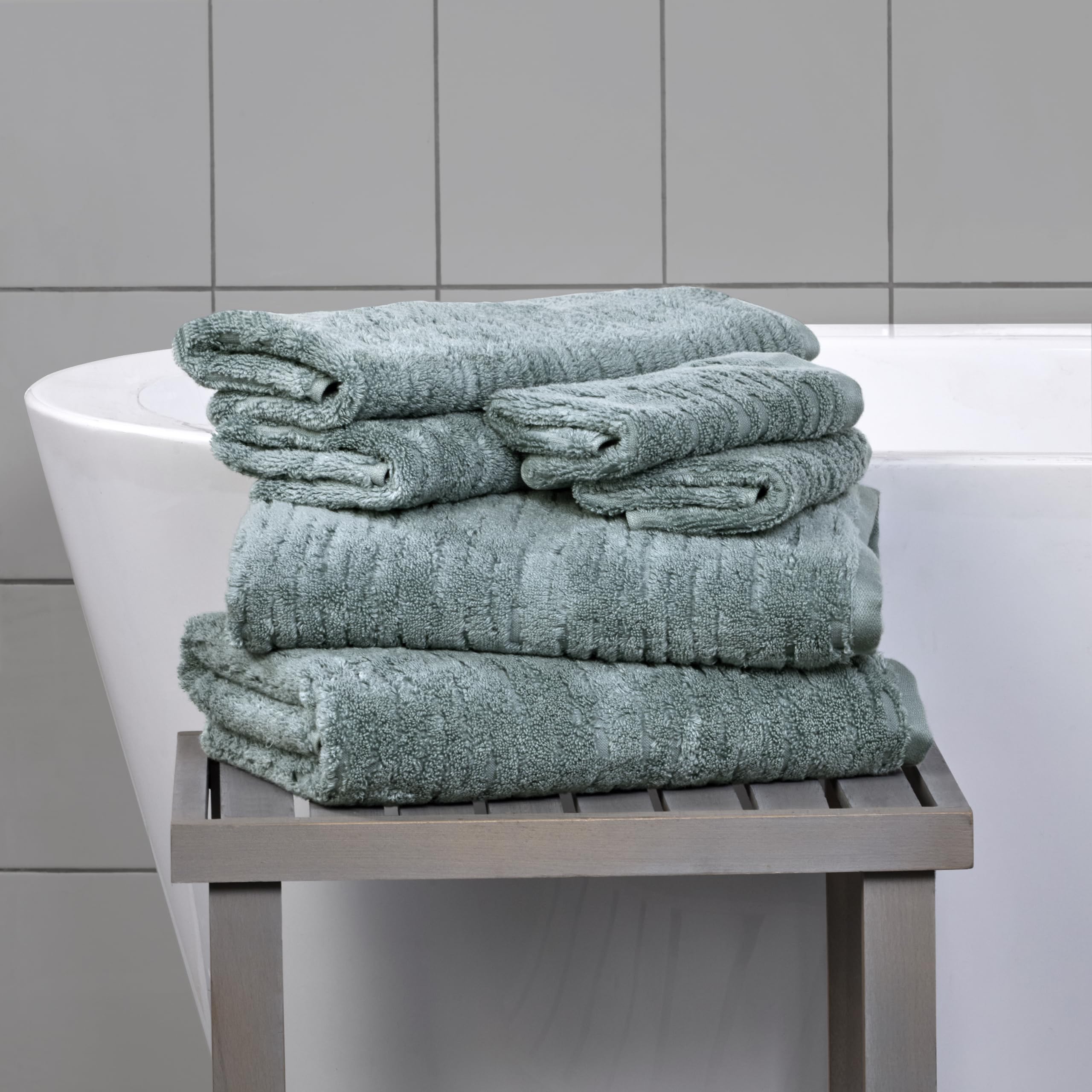 Teal CloudSoft towel with double-stitched hems for durability