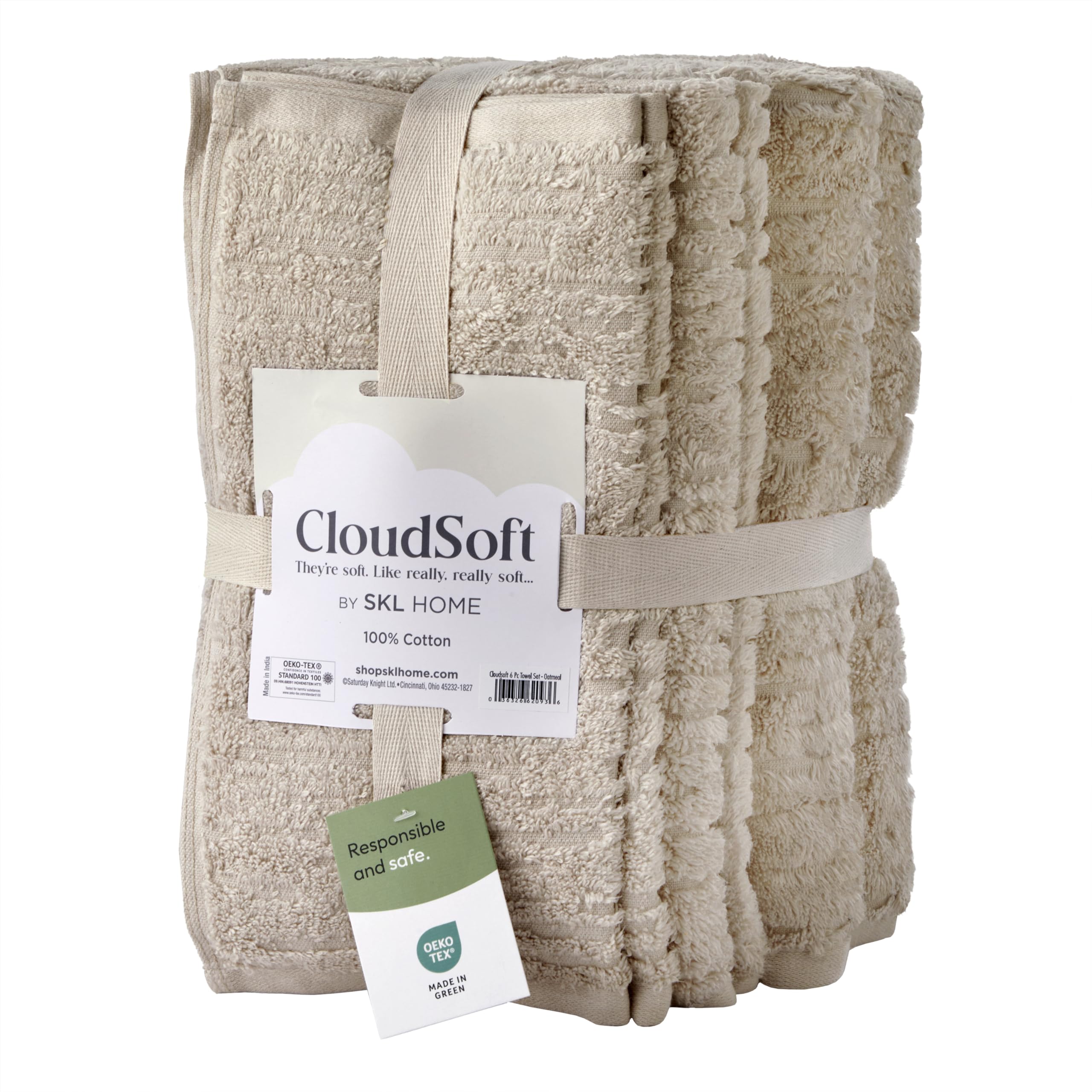 CloudSoft hand towels folded to reveal dense weave for durable everyday use