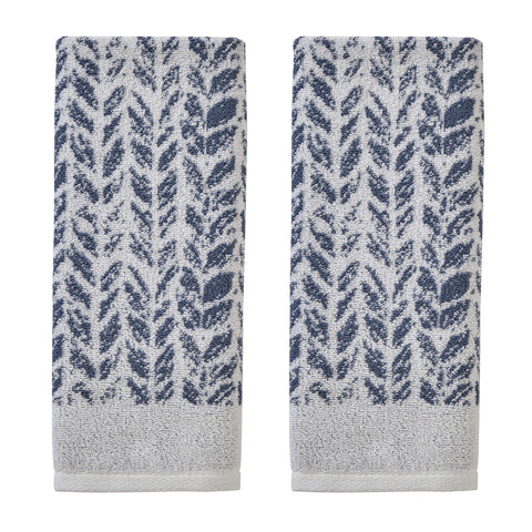 SKL Home Distressed Leaves hand towel close-up shows soft, absorbent Turkish cotton