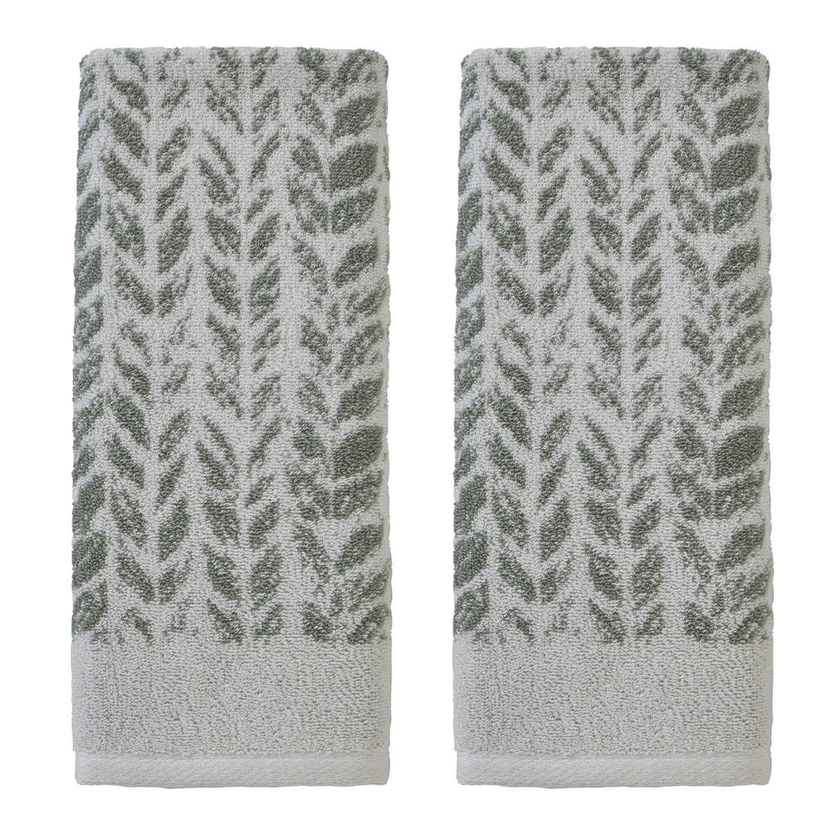 SKL Home Distressed Leaves hand towel close-up shows soft Turkish cotton fibers