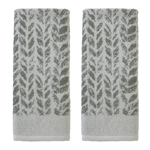 SKL Home Distressed Leaves hand towel close-up shows soft Turkish cotton fibers