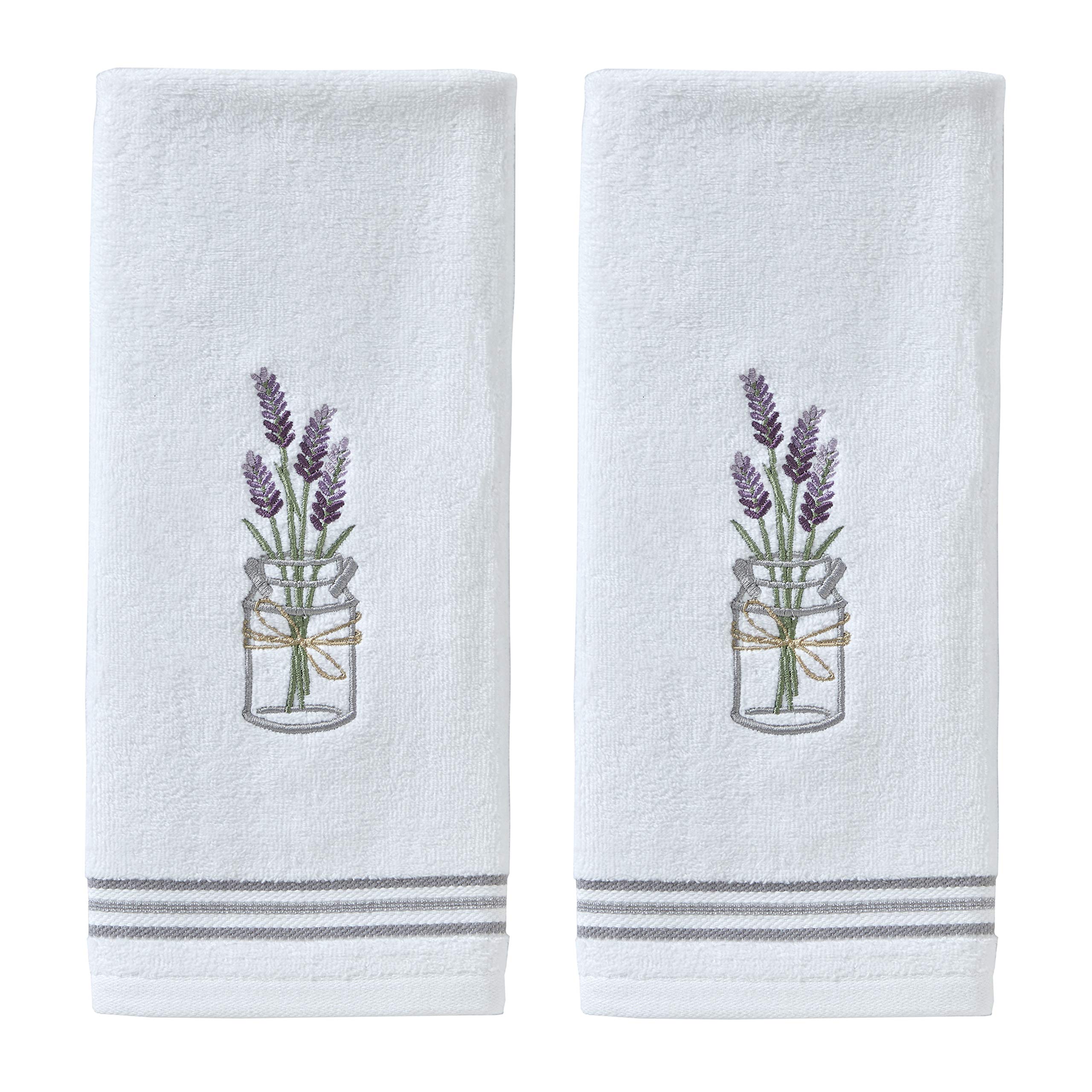SKL Home lavender hand towels 2-pack in white, 16x25, soft and absorbent for daily use.