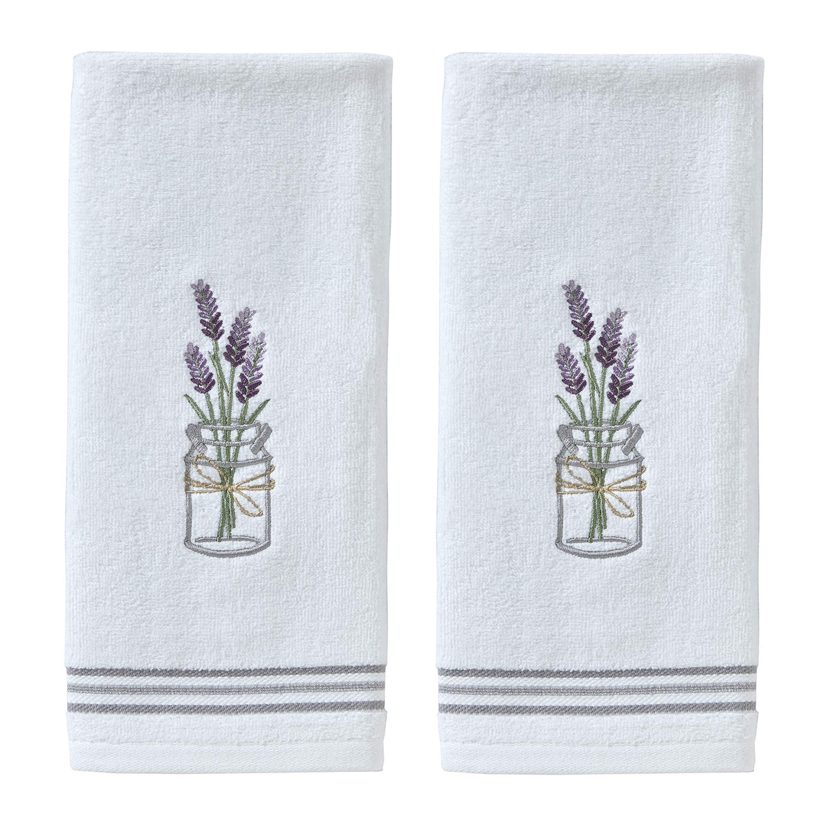 SKL Home lavender hand towels 2-pack in white, 16x25, soft and absorbent for daily use.