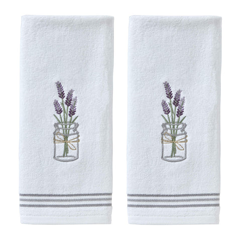 SKL Home lavender hand towels 2-pack in white, 16x25, soft and absorbent for daily use.