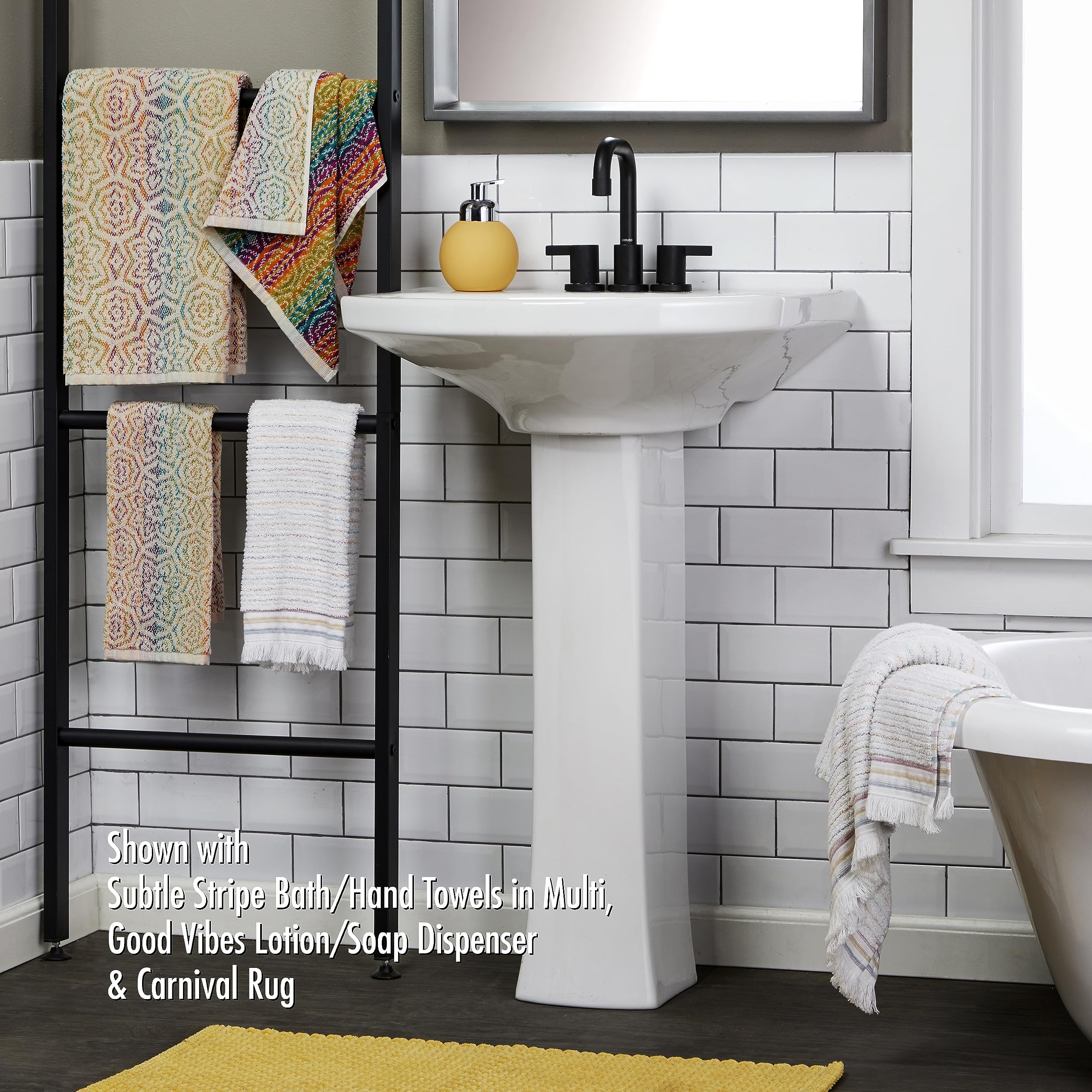 SKL Home Rhapsody creates a lively bathroom accent with bold hues.