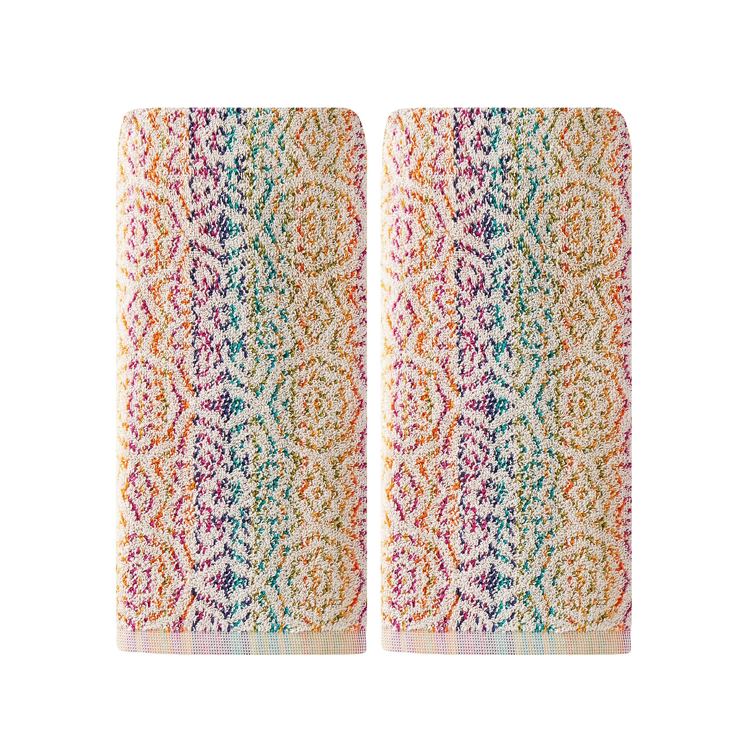 SKL Home Rhapsody hand towel set with a colorful pattern for vibrant bathrooms.