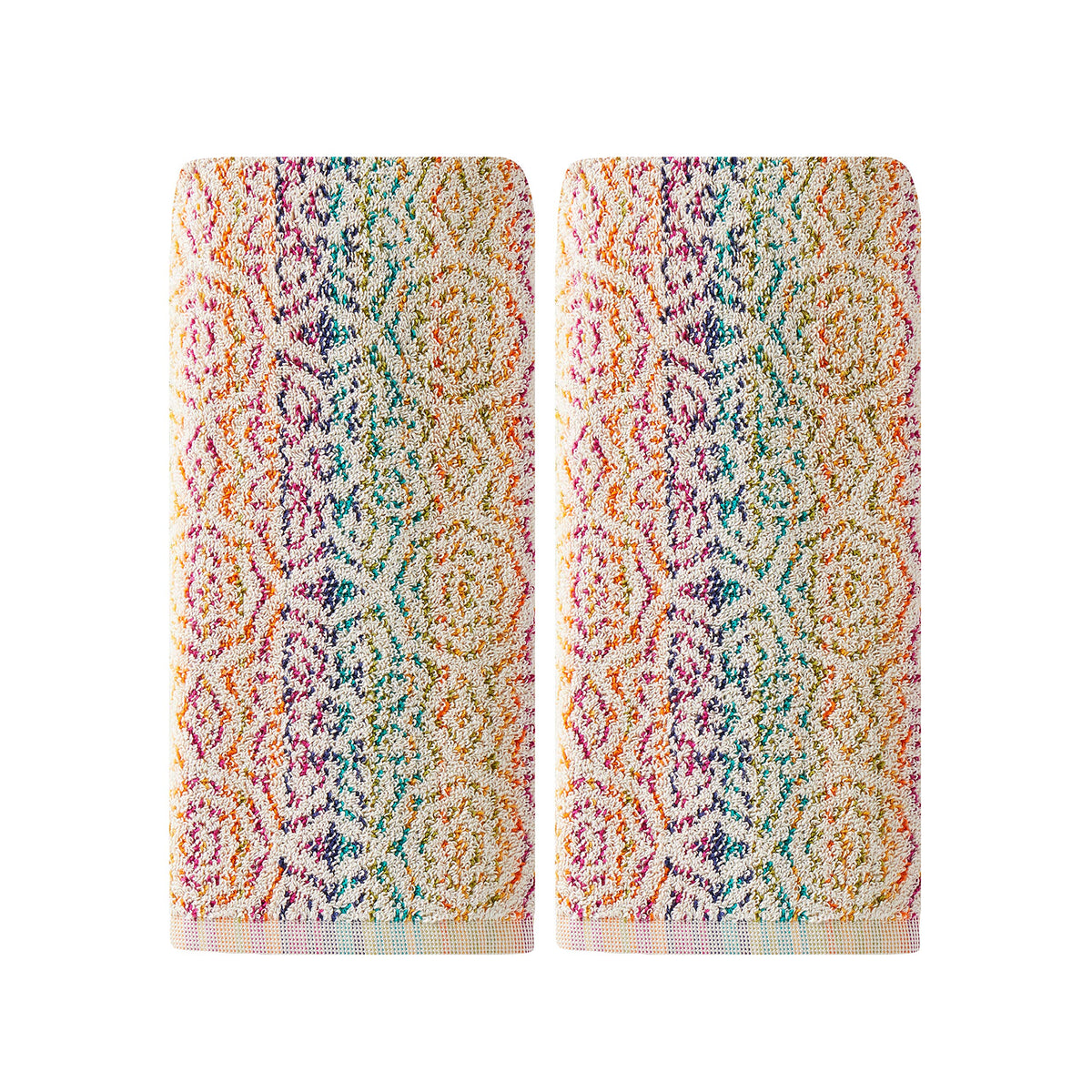 SKL Home Rhapsody hand towel set with a colorful pattern for vibrant bathrooms.