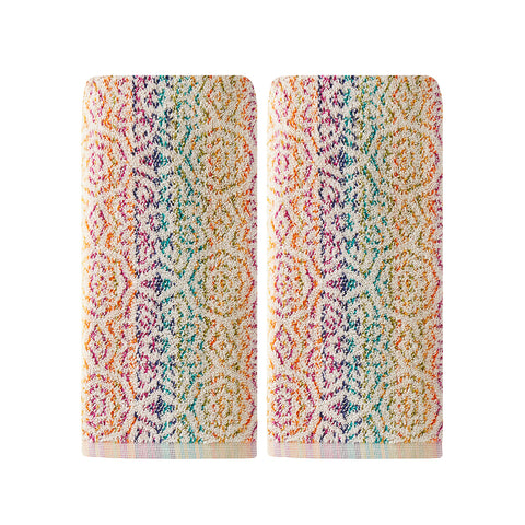 SKL Home Rhapsody hand towel set with a colorful pattern for vibrant bathrooms.