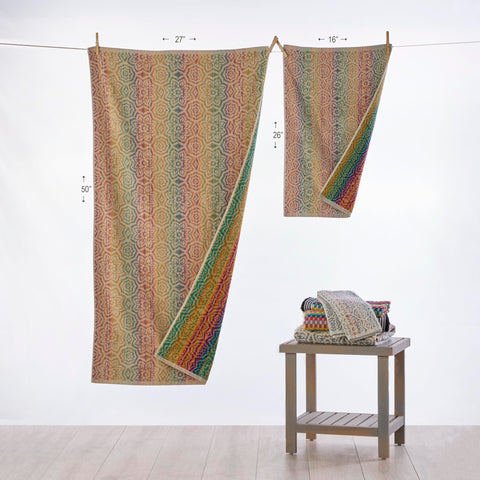 SKL Home Rhapsody coordinates with the matching bath towel for a cohesive look.