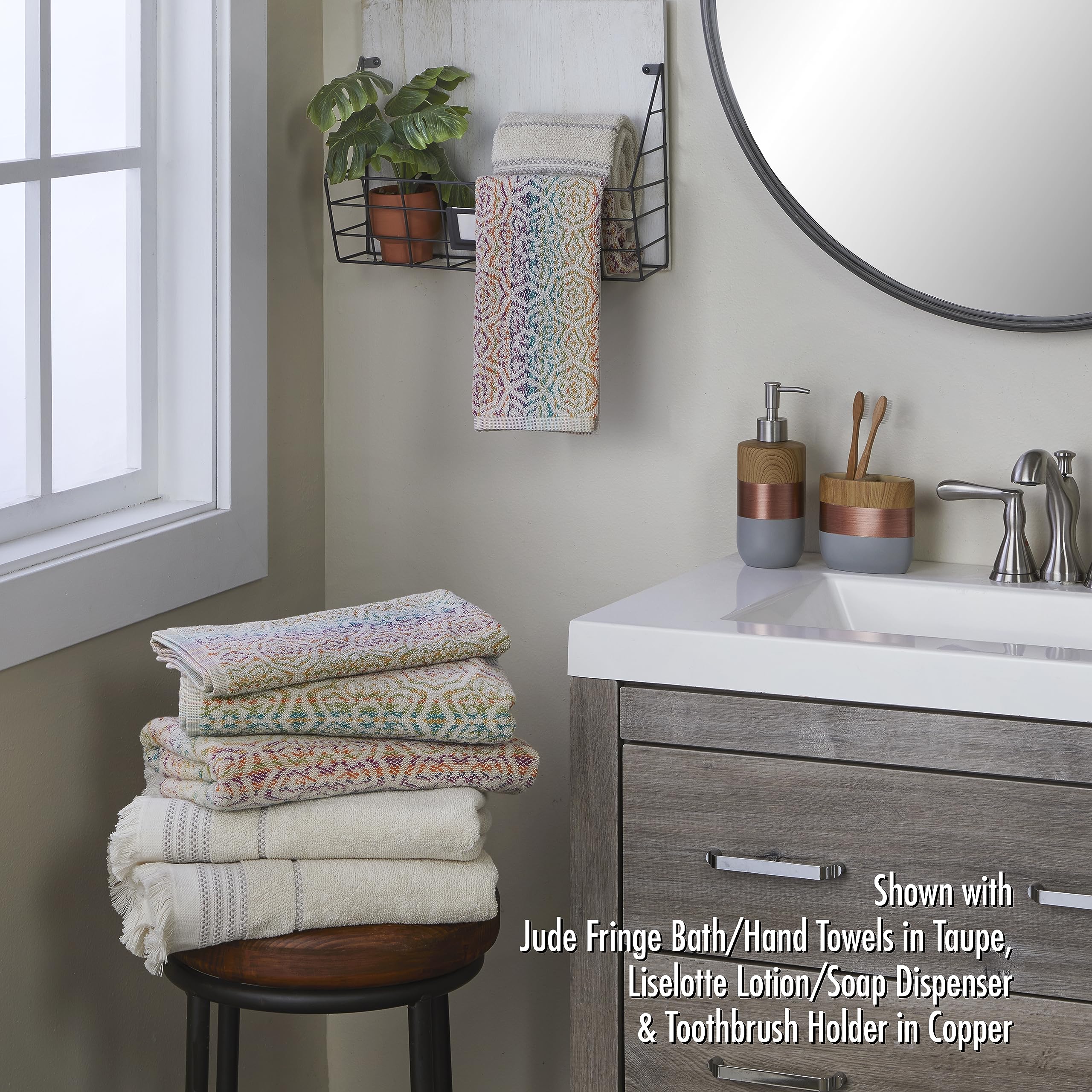 SKL Home Rhapsody towels measure 16x26 inches for standard hand-drying.