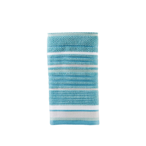 Close-up of textured stripe jacquard on SKL Home Seabrook Stripe towel.