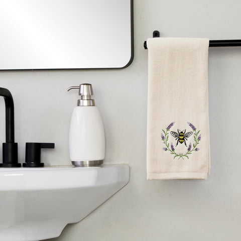 SKL Home soft cotton velour towels with bee-lavender embroidery for everyday use