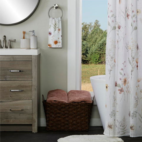 SKL Home Somerset towels feature cotton velour texture for cozy hands and quick drying.