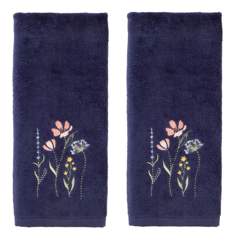 SKL Home Wildflower Field towels embroidery detail highlights colorful floral artistry for bathroom.