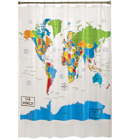 SKL Home World Map curtain close-up with map details for learning