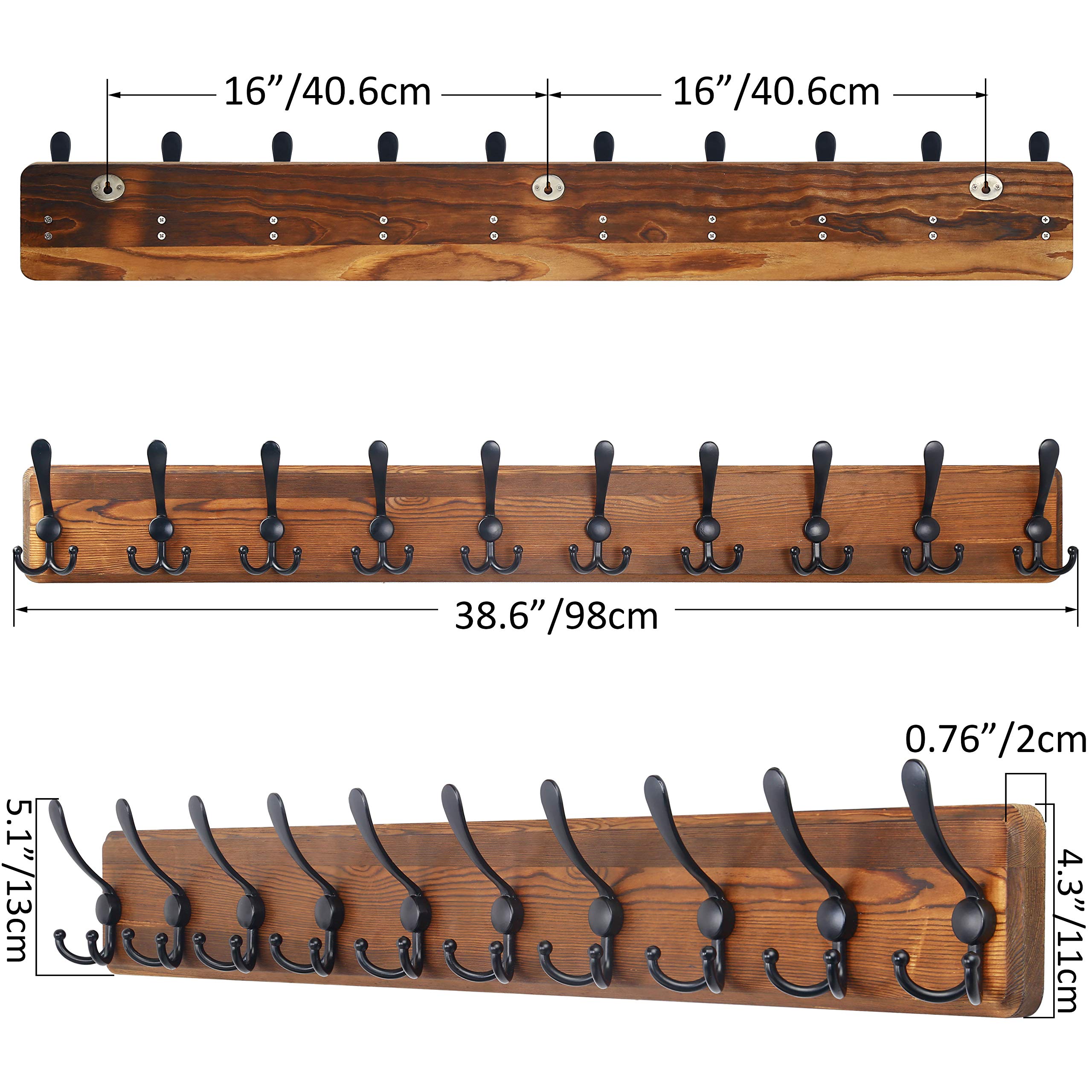 SKOLOO 10 triple hooks rack offers ample space for coats, bags, scarves.