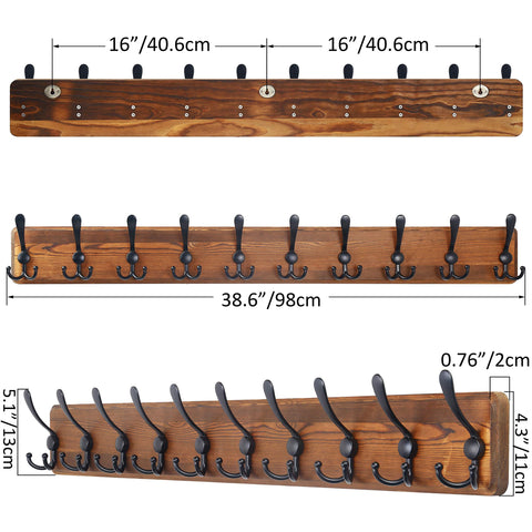 SKOLOO 10 triple hooks rack offers ample space for coats, bags, scarves.