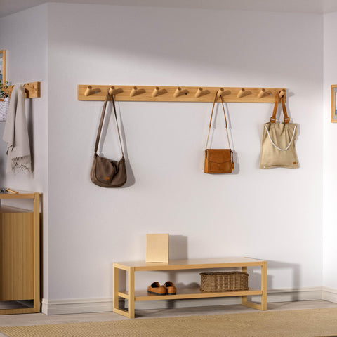 Close-up of natural bamboo texture on SKOLOO rack