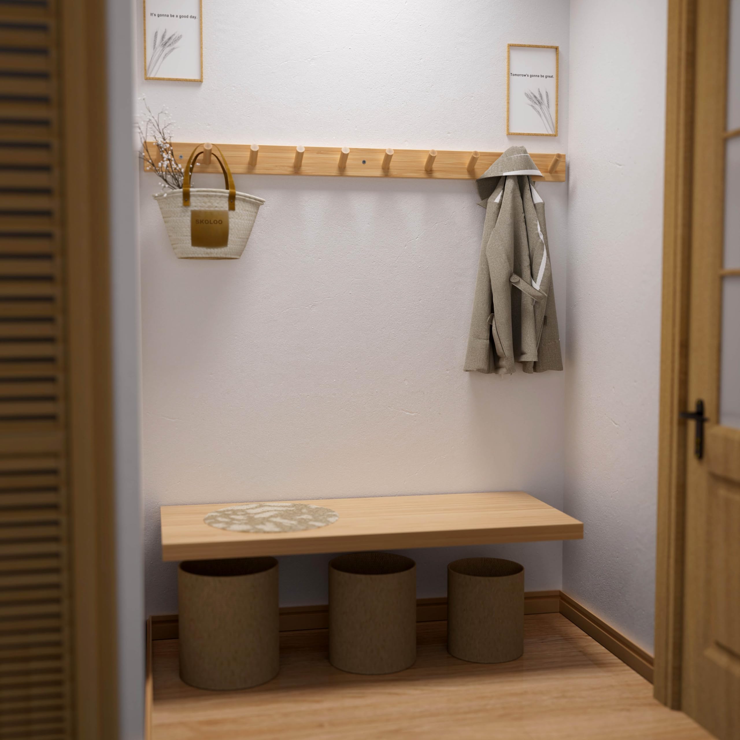 Entryway setup with SKOLOO wall-mounted rack