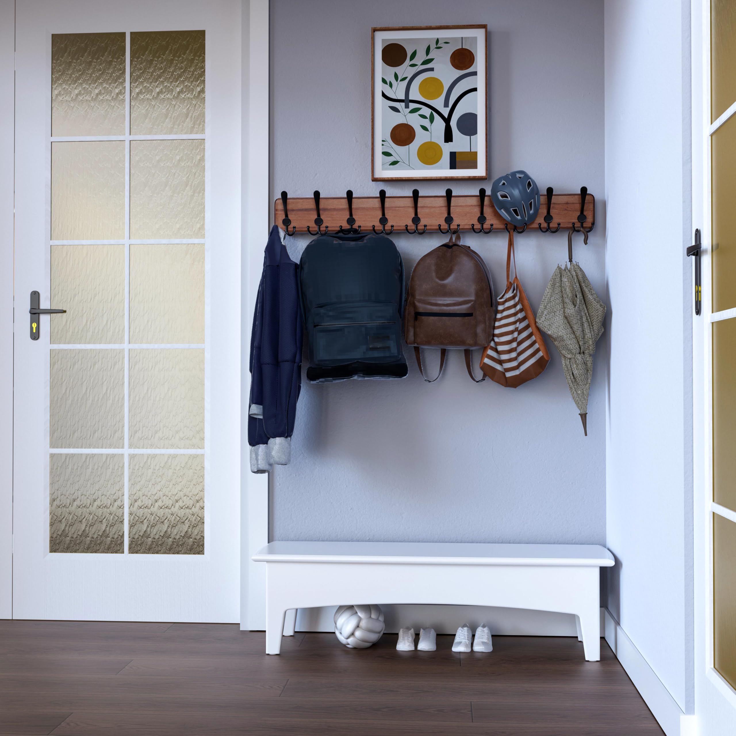 SKOLOO black coat rack wall mount keeps coats off the floor in modern spaces.