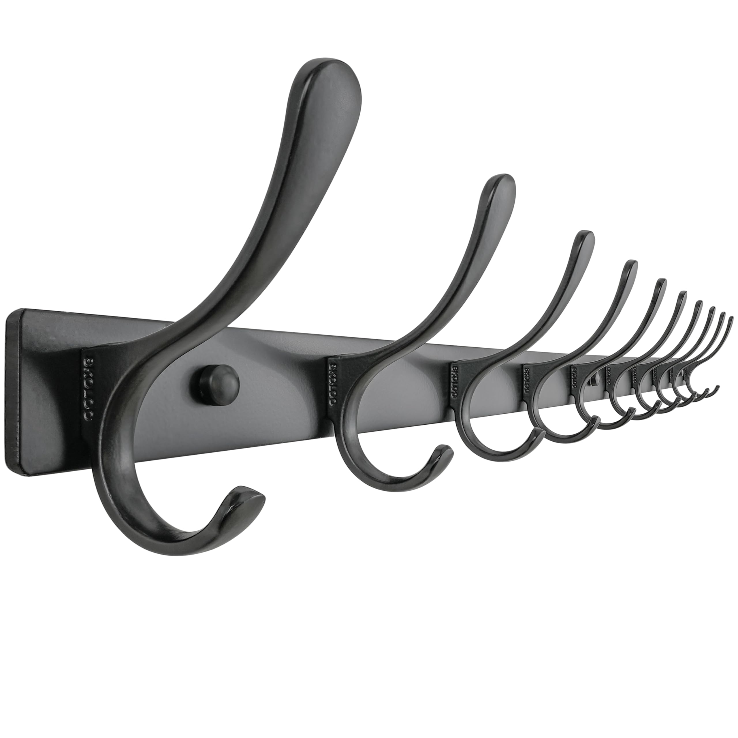 SKOLOO coat rack wall-mounted front view with 10 hooks for space-saving storage