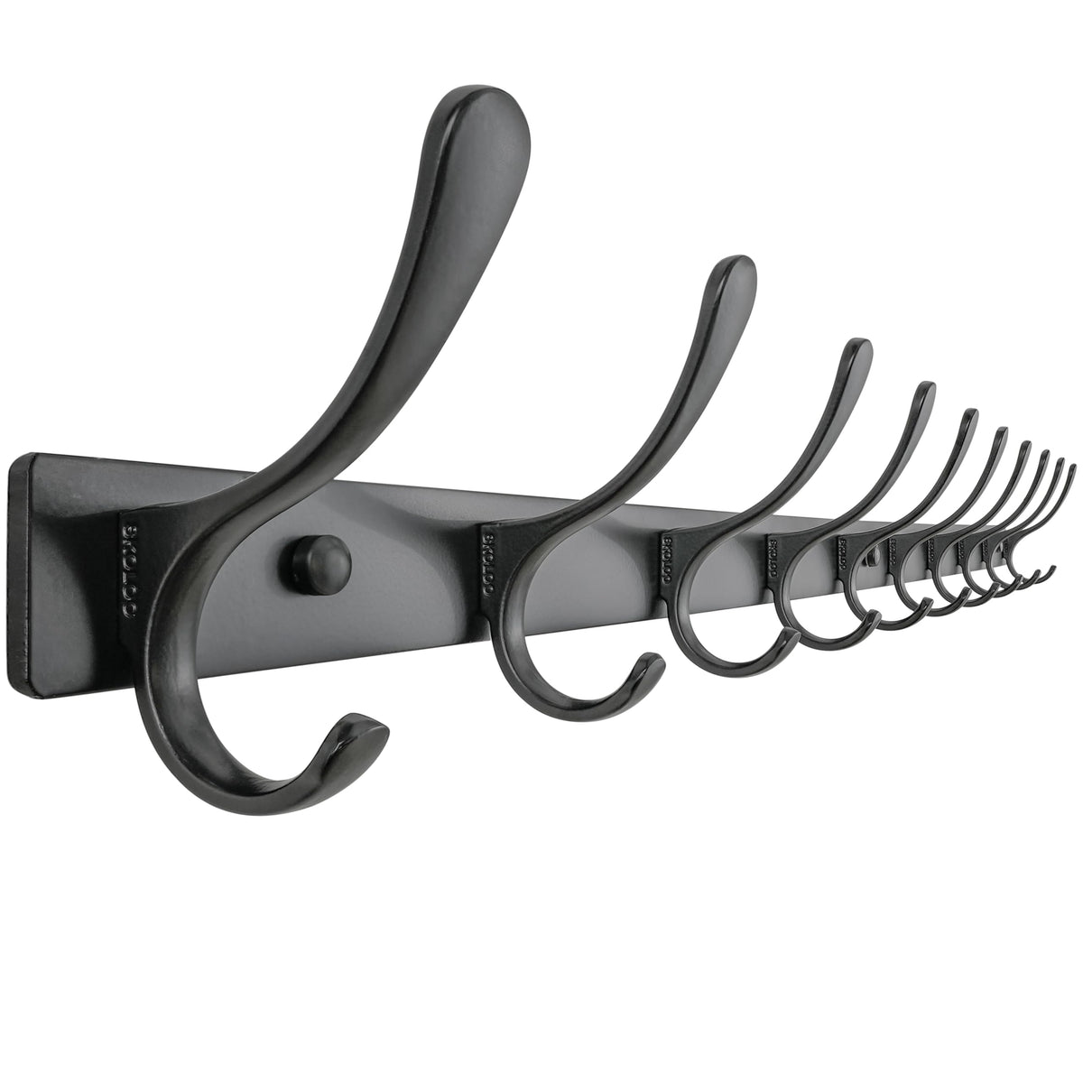 SKOLOO coat rack wall-mounted front view with 10 hooks for space-saving storage
