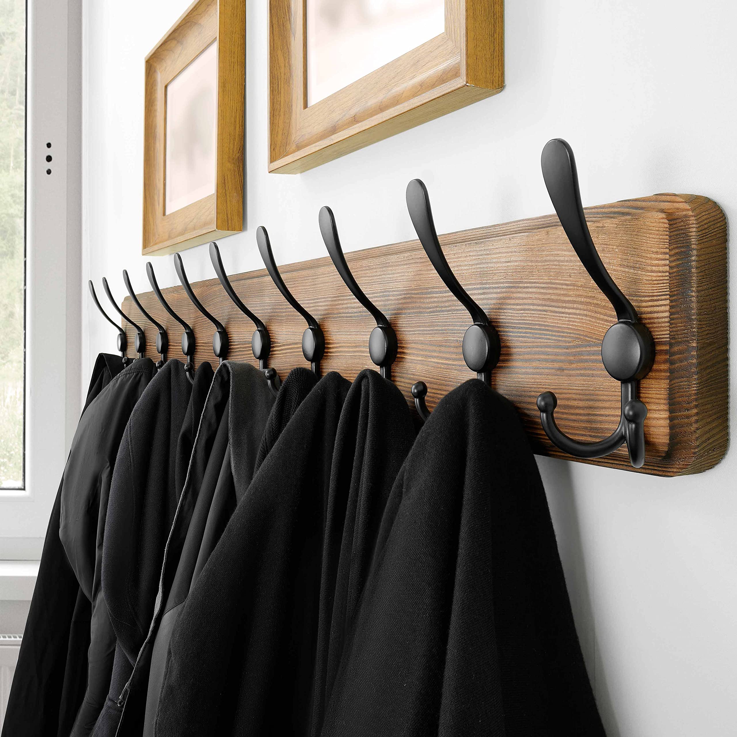 SKOLOO weathered white finish coat rack for entryway or mudroom.