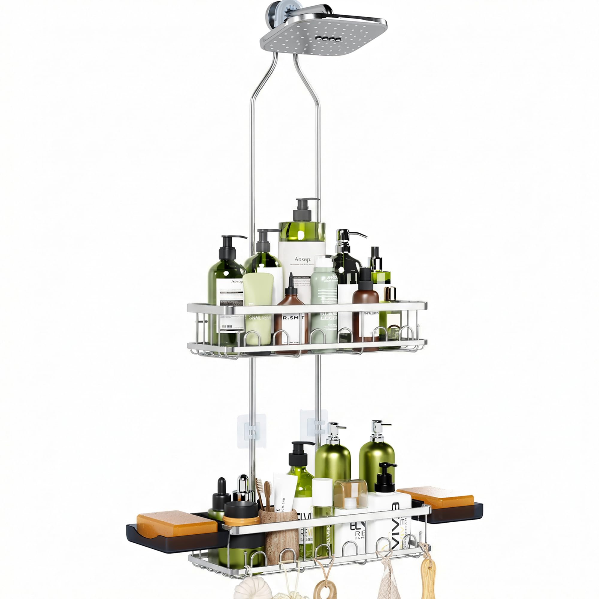 Skyapex shower caddy hanging adjustable height keeps tall bottles organized