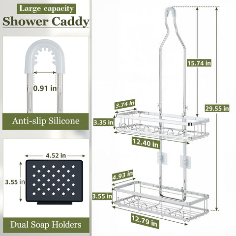 Over showerhead design frees space and keeps the head clear