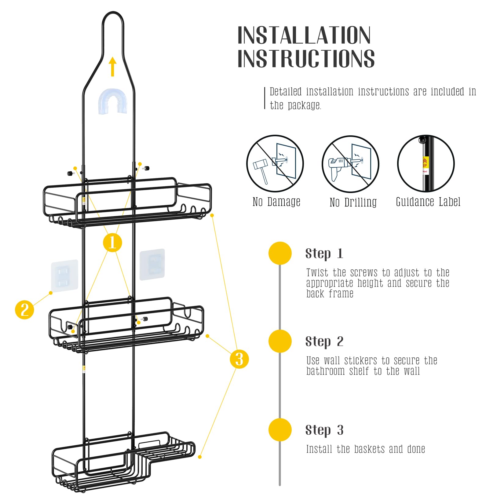 Skyapex tall bottle holder shower storage keeps big bottles organized