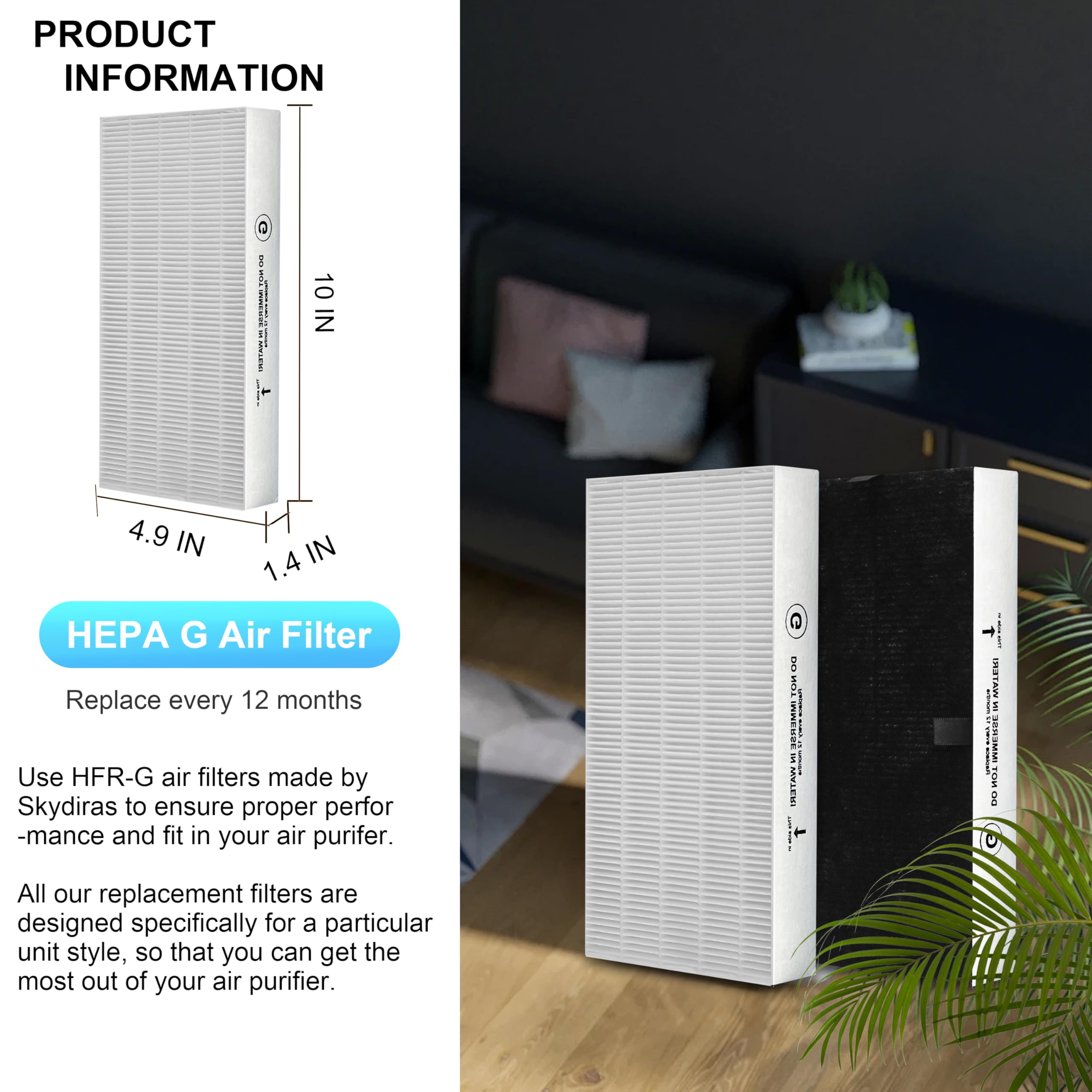 Skydiras packaging shows two filters for easy maintenance