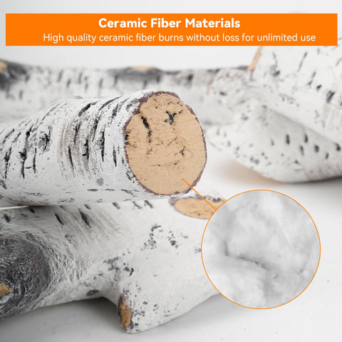 Skyflame large birch logs stacked highlight versatile arrangement options.