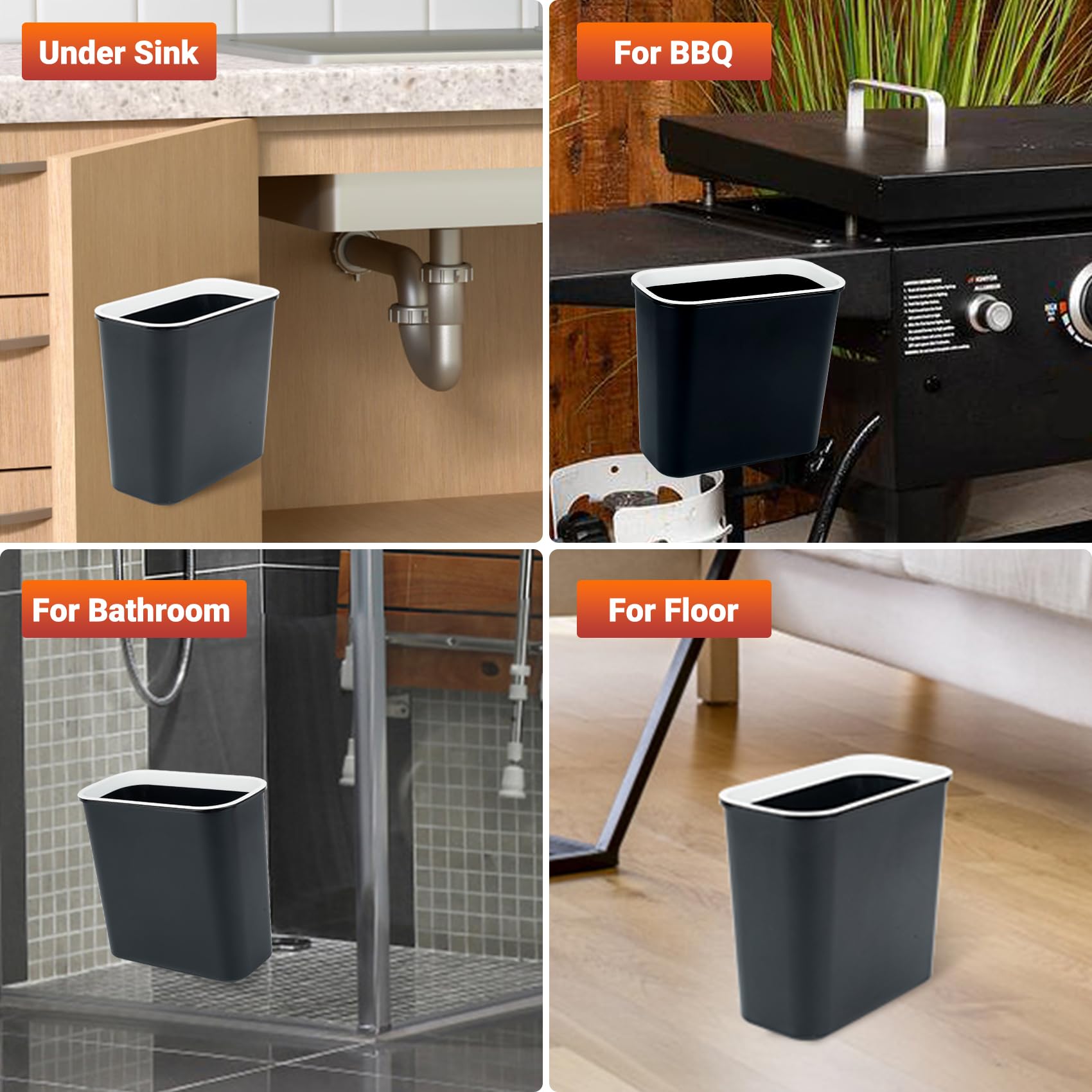 Skyflame modern trash bin design blends with any room.