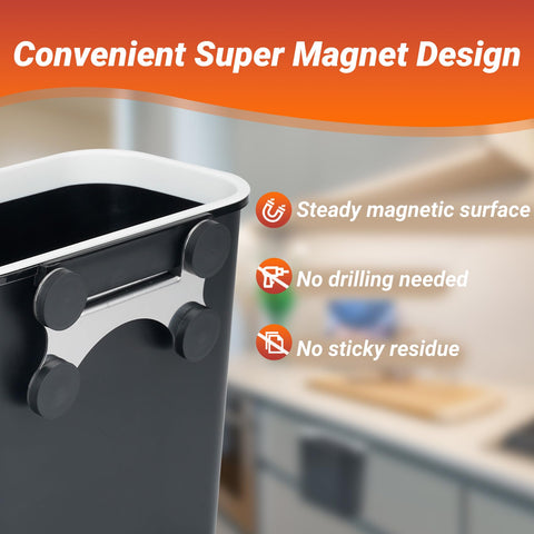 Skyflame wall mounted trash bin with adhesive hooks saves counter space.
