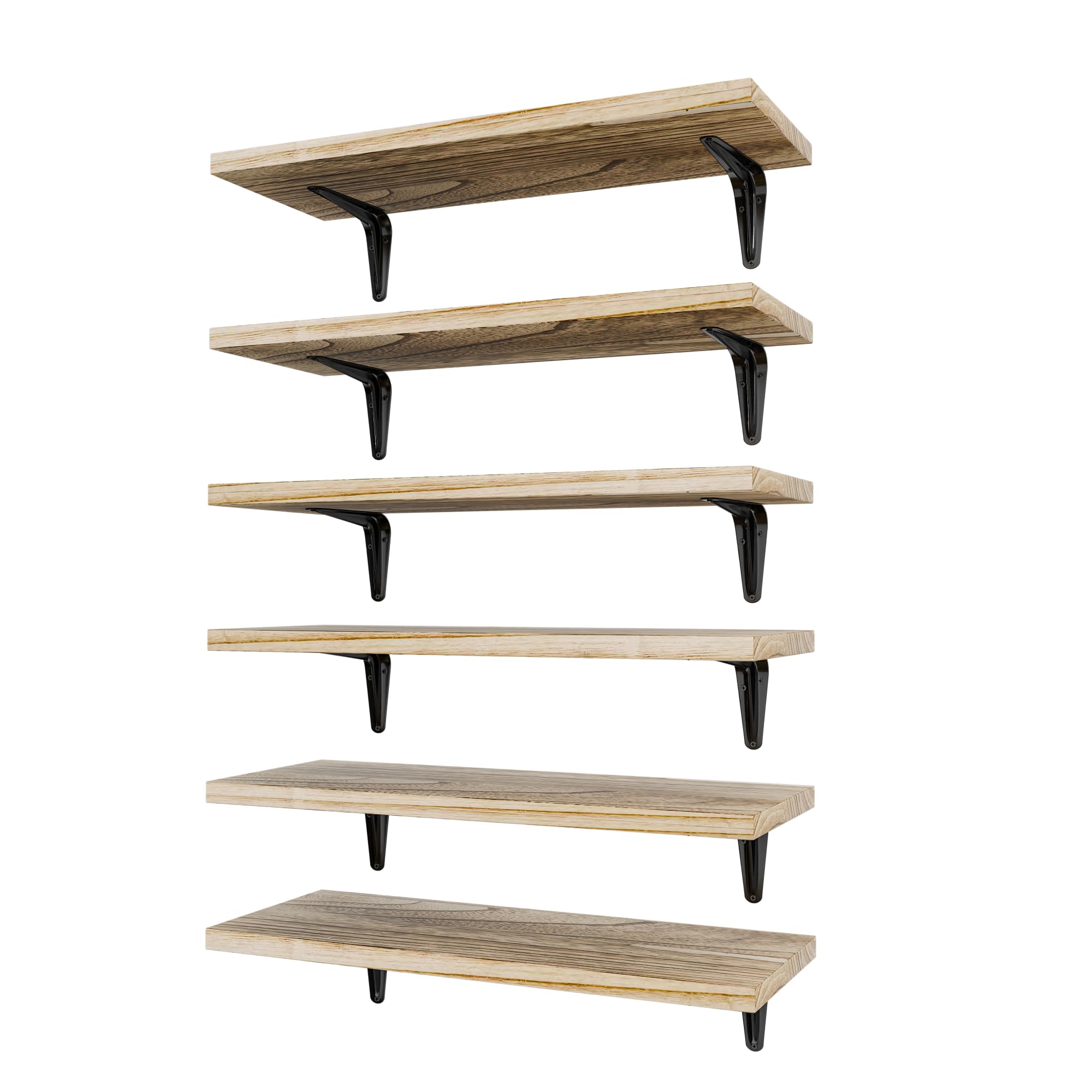 SKYSEN six-piece floating shelves mounted on wall for versatile storage