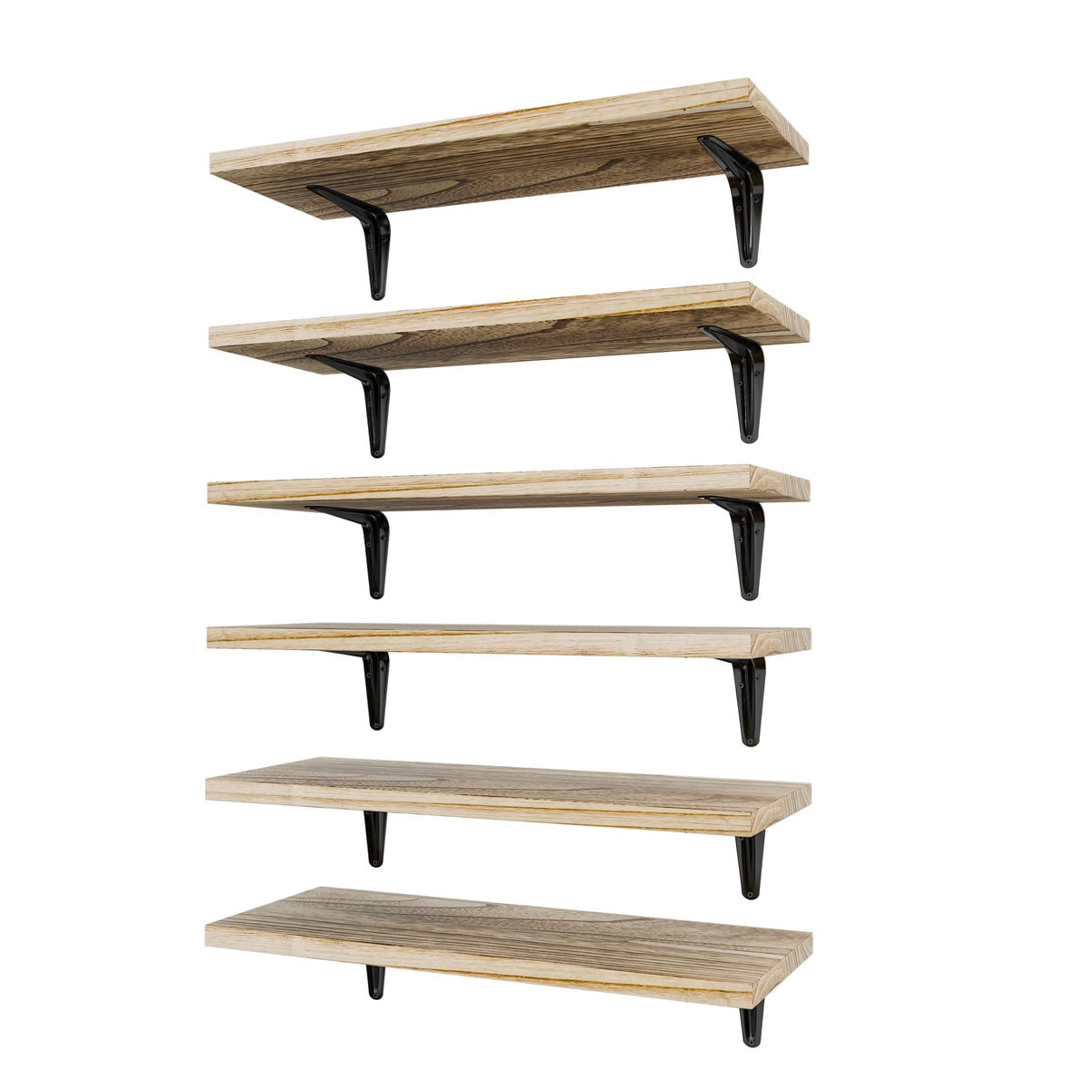 SKYSEN six-piece floating shelves mounted on wall for versatile storage