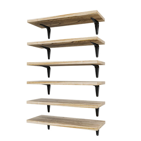 SKYSEN six-piece floating shelves mounted on wall for versatile storage