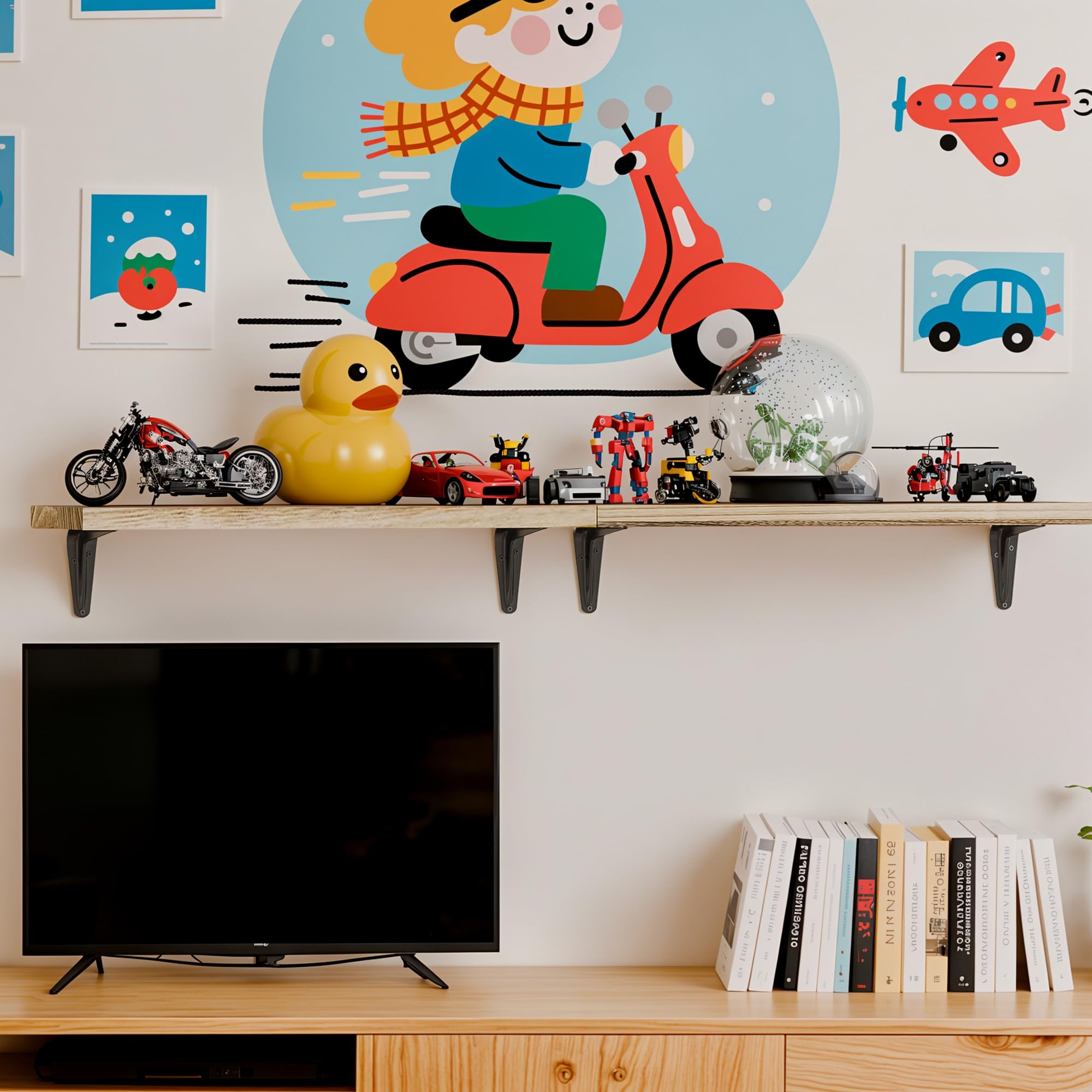 SKYSEN sturdy wood shelves support up to forty pounds