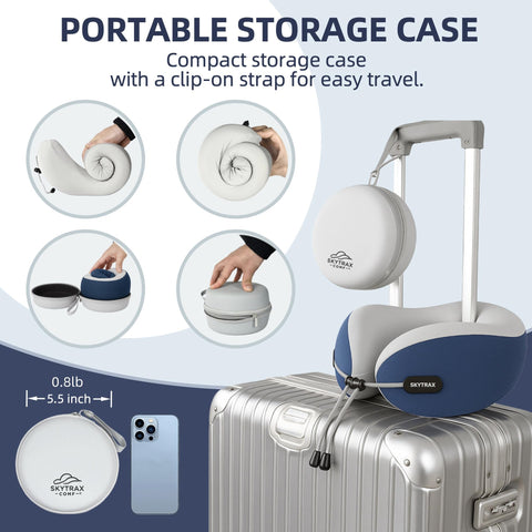SKYTRAX COMF compact hard-shell carry case keeps the pillow protected and portable